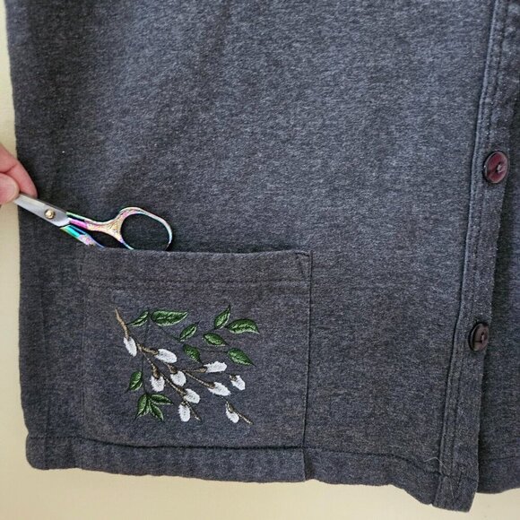 Northern Woods Clothing Co. Vest Womens M Gray V Neck Buttons Fleece Print VTG - Picture 6 of 10